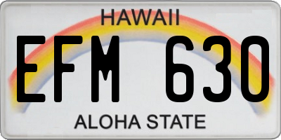 HI license plate EFM630