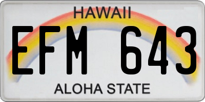 HI license plate EFM643