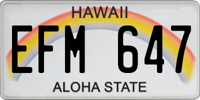 HI license plate EFM647