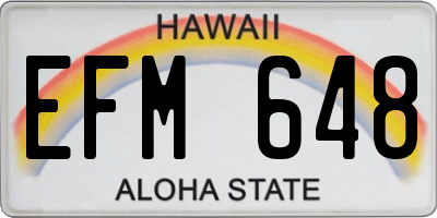 HI license plate EFM648
