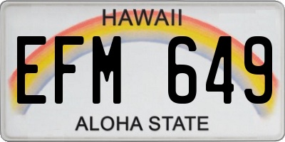 HI license plate EFM649