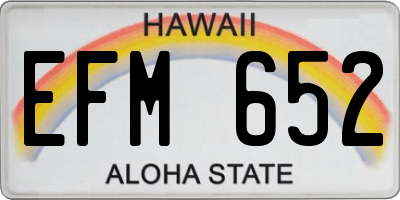 HI license plate EFM652
