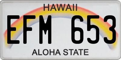 HI license plate EFM653