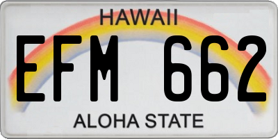 HI license plate EFM662