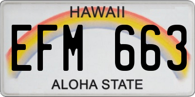 HI license plate EFM663