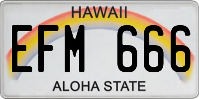 HI license plate EFM666