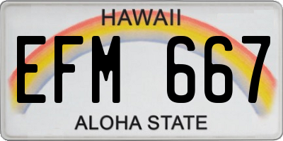 HI license plate EFM667
