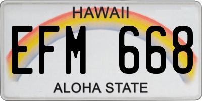 HI license plate EFM668