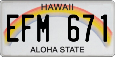 HI license plate EFM671