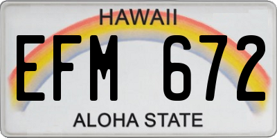 HI license plate EFM672