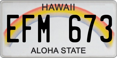 HI license plate EFM673