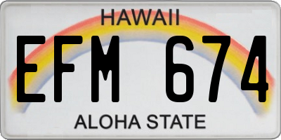 HI license plate EFM674