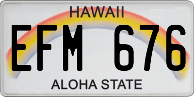 HI license plate EFM676