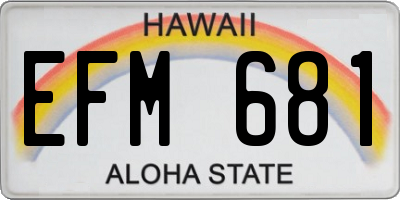HI license plate EFM681