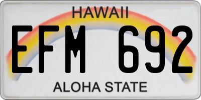 HI license plate EFM692