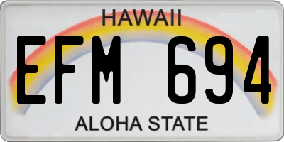 HI license plate EFM694