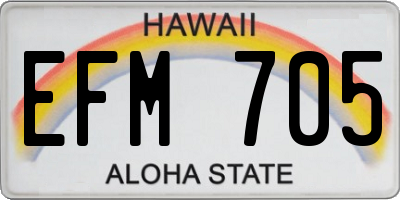 HI license plate EFM705