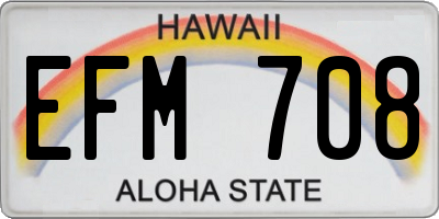 HI license plate EFM708
