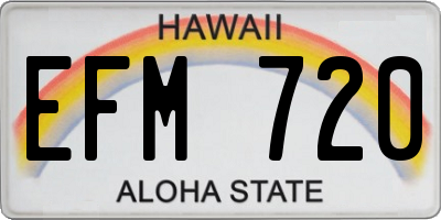HI license plate EFM720