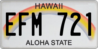 HI license plate EFM721