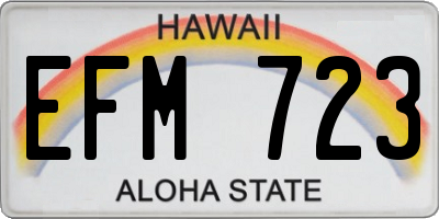 HI license plate EFM723