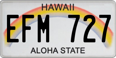 HI license plate EFM727