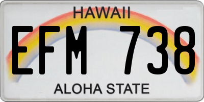 HI license plate EFM738