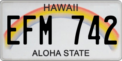 HI license plate EFM742