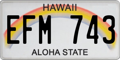HI license plate EFM743