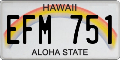 HI license plate EFM751