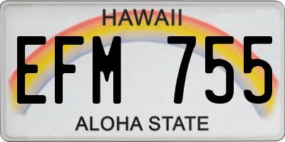 HI license plate EFM755