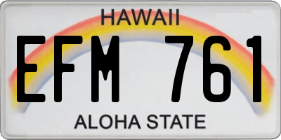 HI license plate EFM761