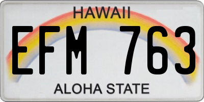 HI license plate EFM763