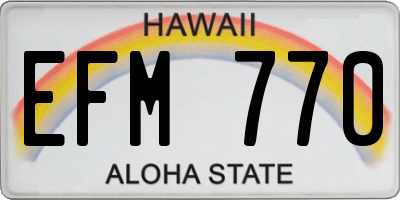 HI license plate EFM770