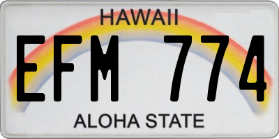 HI license plate EFM774