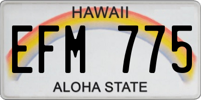 HI license plate EFM775