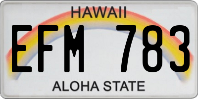 HI license plate EFM783