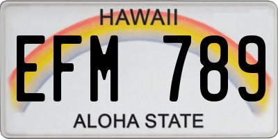 HI license plate EFM789