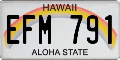 HI license plate EFM791