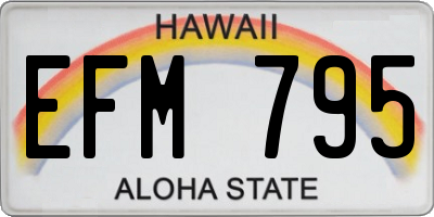 HI license plate EFM795