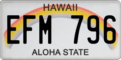 HI license plate EFM796