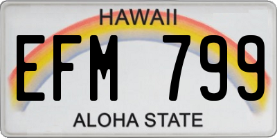 HI license plate EFM799
