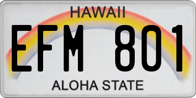 HI license plate EFM801
