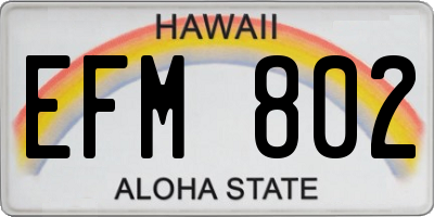 HI license plate EFM802