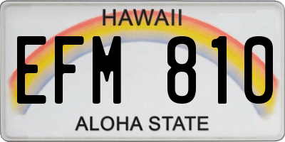 HI license plate EFM810
