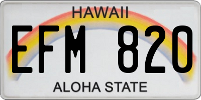 HI license plate EFM820
