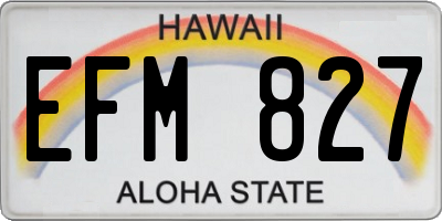HI license plate EFM827