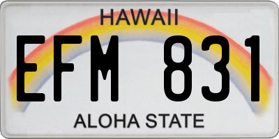 HI license plate EFM831