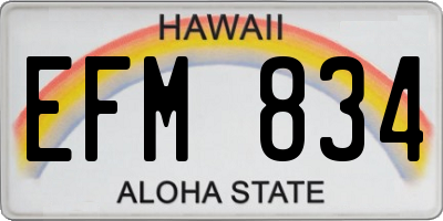 HI license plate EFM834