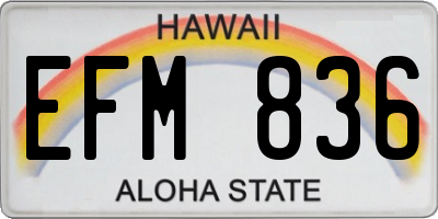 HI license plate EFM836